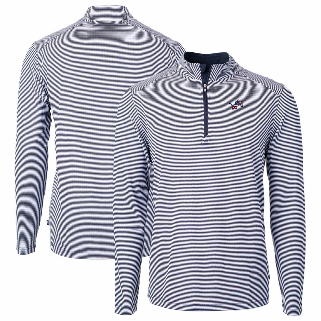 NFL Detroit Lions Cutter & Buck Virtue Eco Pique Micro Stripe Recycled Quarter-Zip Pullover Top