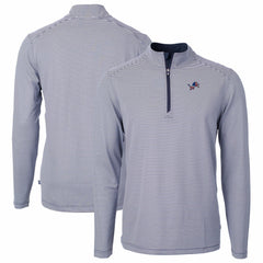 NFL Detroit Lions Cutter & Buck Virtue Eco Pique Micro Stripe Recycled Quarter-Zip Pullover Top
