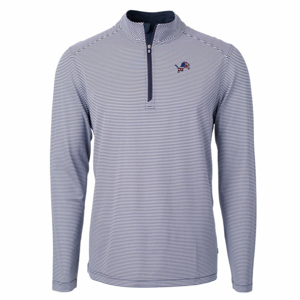 NFL Detroit Lions Cutter & Buck Virtue Eco Pique Micro Stripe Recycled Quarter-Zip Pullover Top