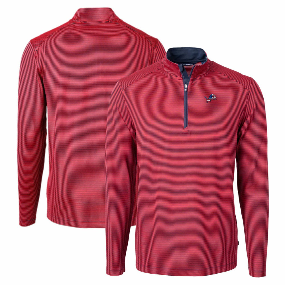 NFL Detroit Lions Cutter & Buck Virtue Eco Pique Micro Stripe Recycled Quarter-Zip Pullover Top