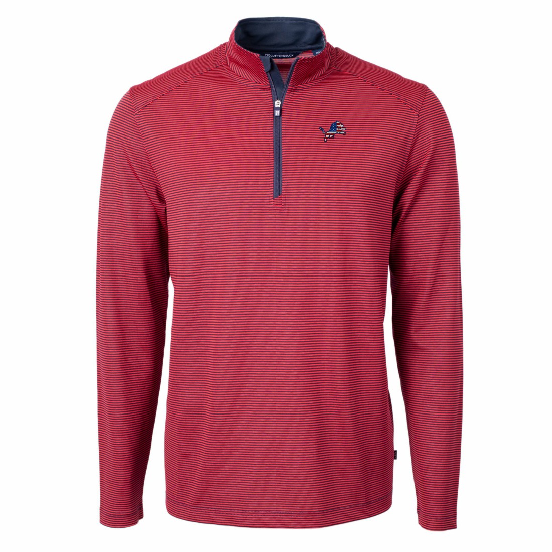 NFL Detroit Lions Cutter & Buck Virtue Eco Pique Micro Stripe Recycled Quarter-Zip Pullover Top