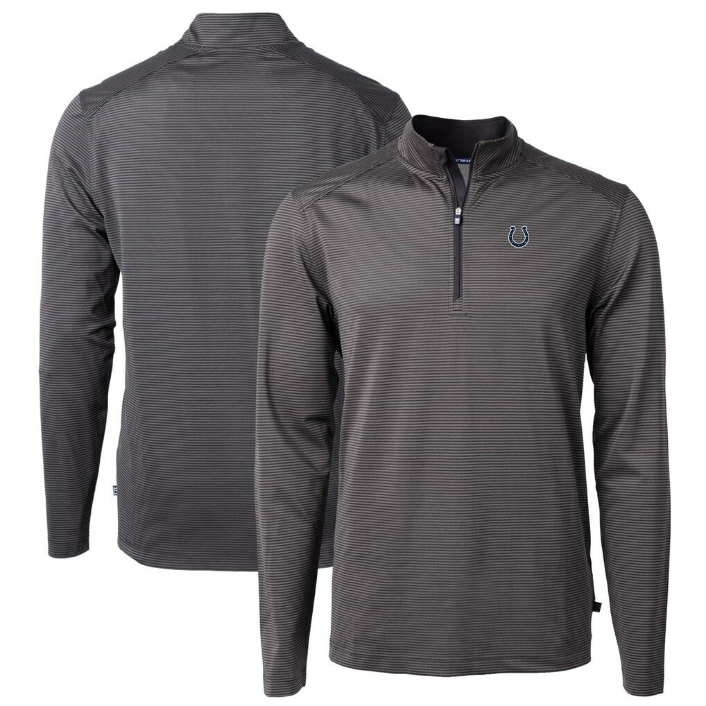 NFL Indianapolis Colts Cutter & Buck Virtue Eco Pique Micro Stripe Recycled Quarter-Zip Pullover Top