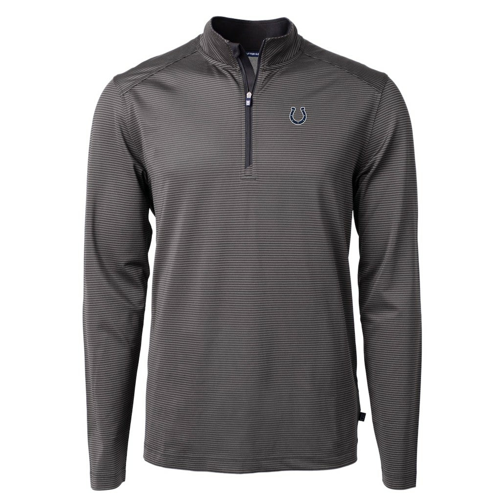 NFL Indianapolis Colts Cutter & Buck Virtue Eco Pique Micro Stripe Recycled Quarter-Zip Pullover Top