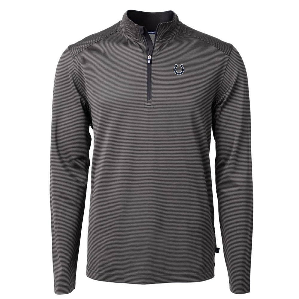 NFL Indianapolis Colts Cutter & Buck Virtue Eco Pique Micro Stripe Recycled Quarter-Zip Pullover Top