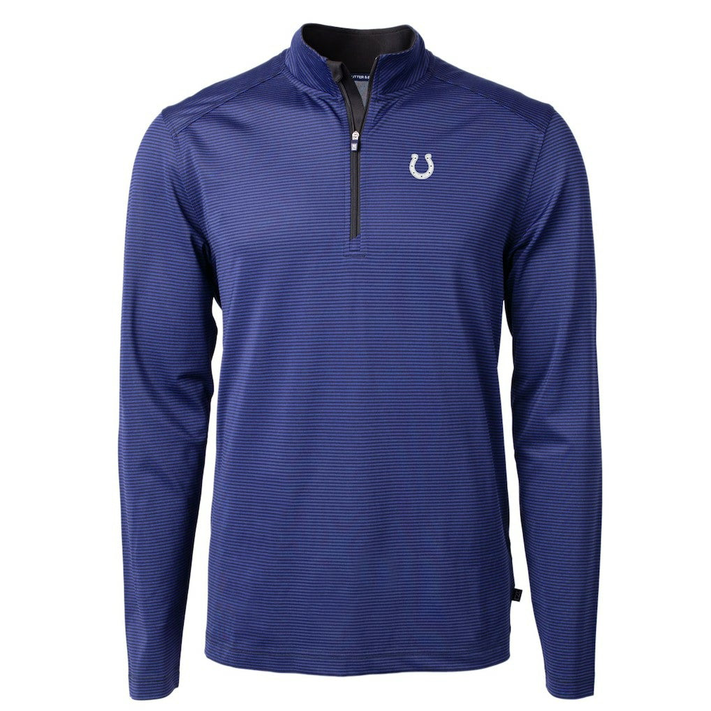 NFL Indianapolis Colts Cutter & Buck Virtue Eco Pique Micro Stripe Recycled Quarter-Zip Pullover Top