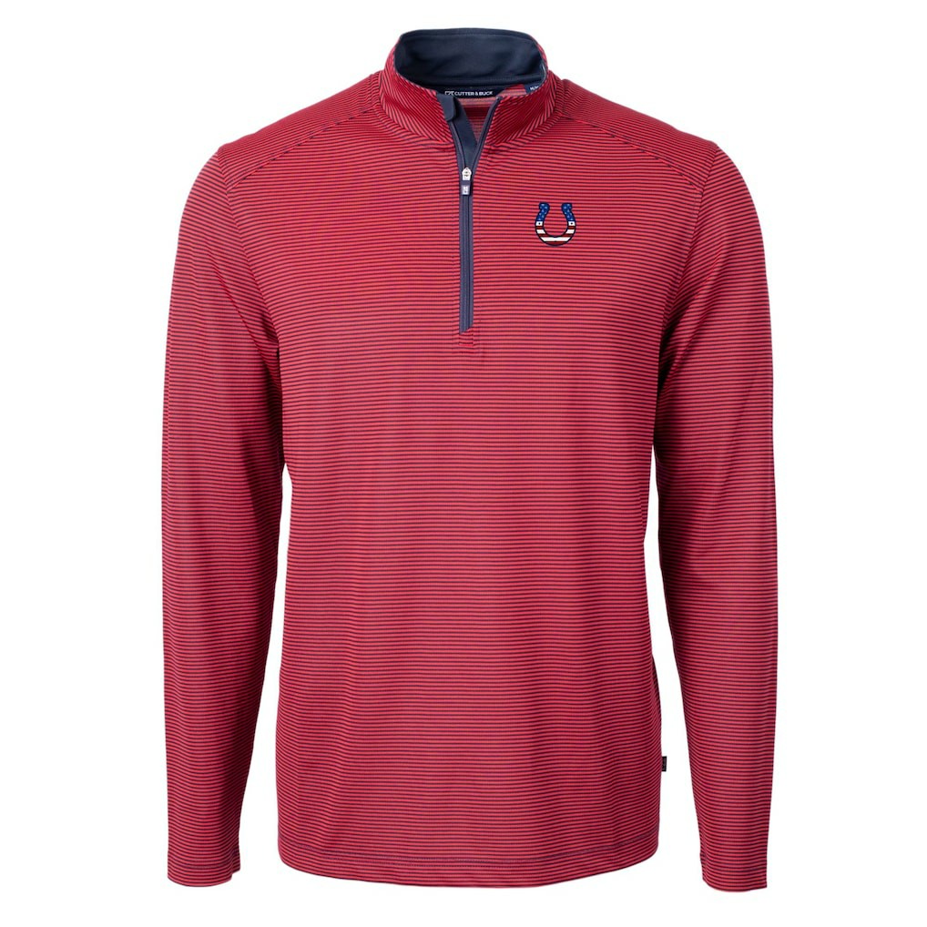 NFL Indianapolis Colts Cutter & Buck Virtue Eco Pique Micro Stripe Recycled Quarter-Zip Pullover Top