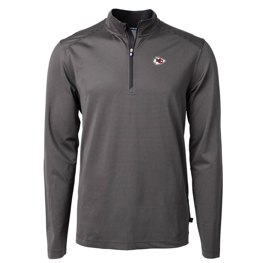 NFL Kansas City Chiefs Cutter & Buck Virtue Eco Pique Micro Stripe Recycled Quarter-Zip Pullover Top