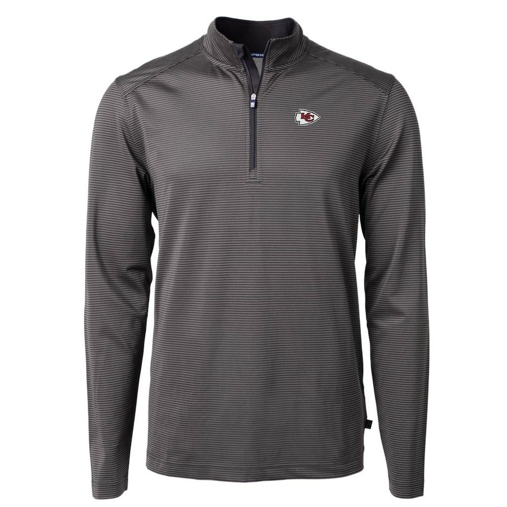 NFL Kansas City Chiefs Cutter & Buck Virtue Eco Pique Micro Stripe Recycled Quarter-Zip Pullover Top