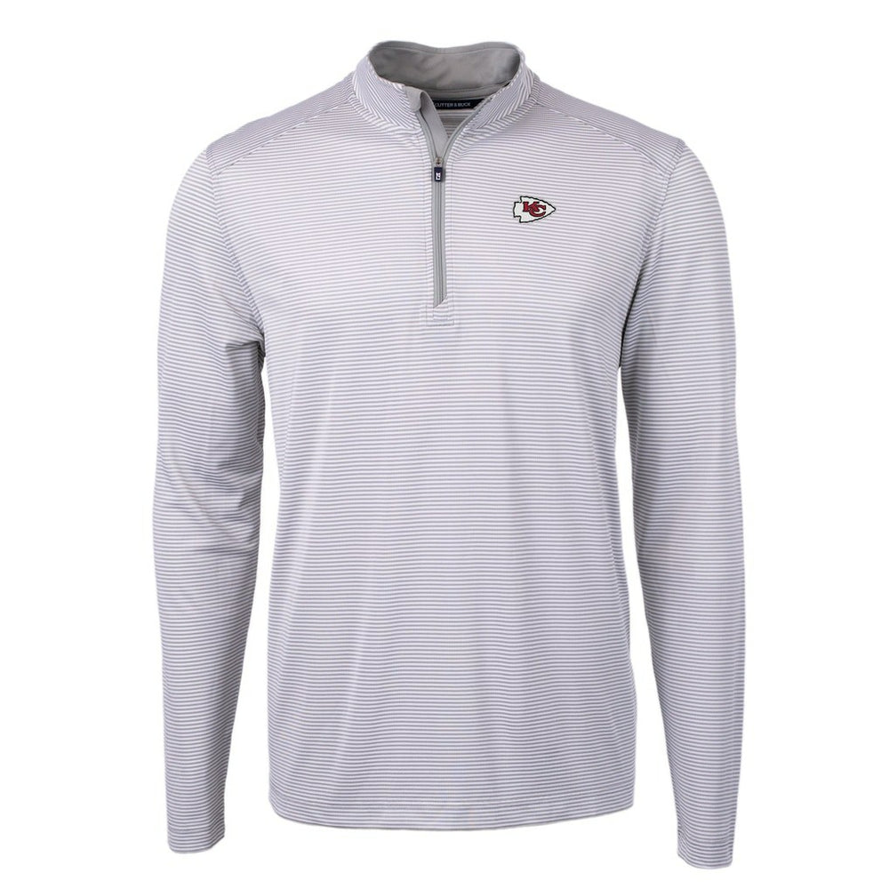 NFL Kansas City Chiefs Cutter & Buck Virtue Eco Pique Micro Stripe Recycled Quarter-Zip Pullover Top