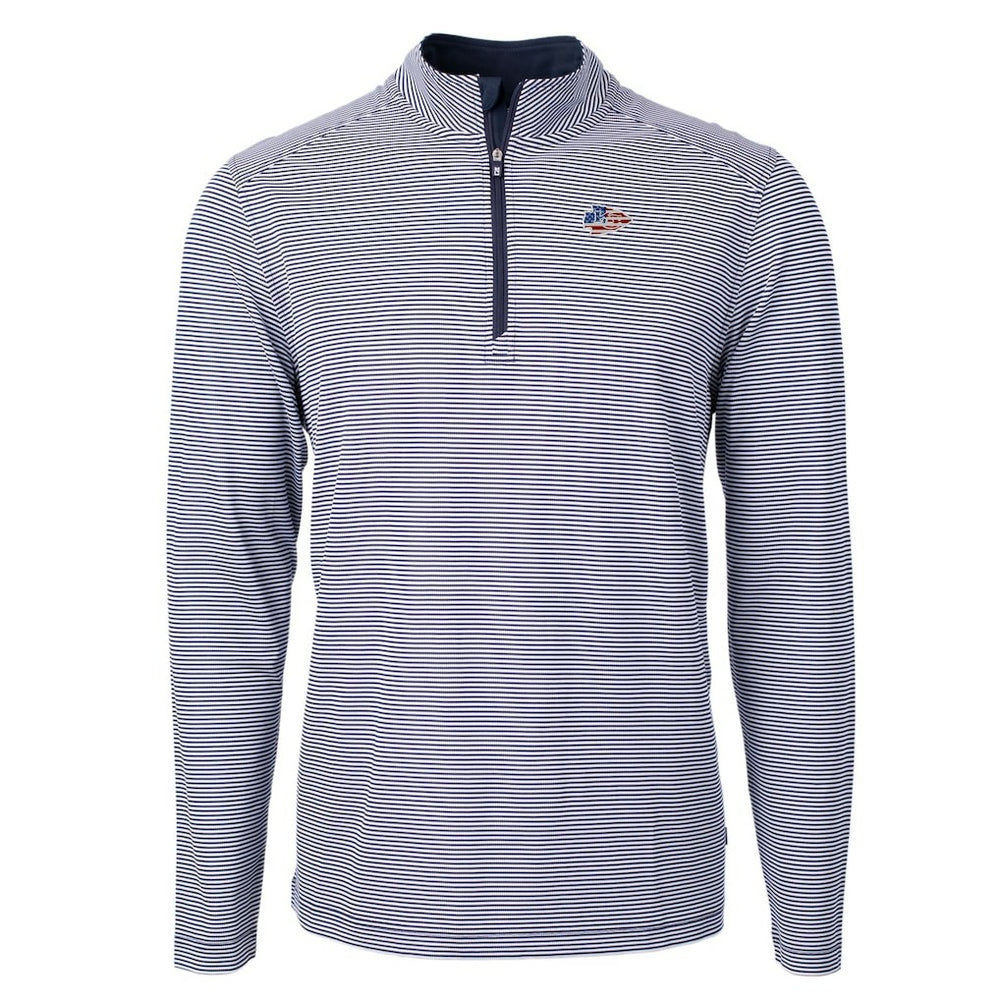 NFL Kansas City Chiefs Cutter & Buck Virtue Eco Pique Micro Stripe Recycled Quarter-Zip Pullover Top