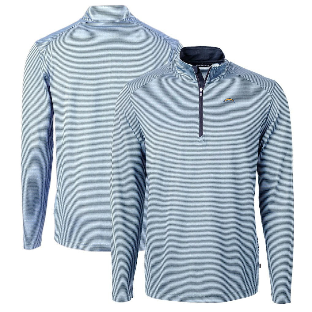NFL Los Angeles Chargers Cutter & Buck Virtue Eco Pique Micro Stripe Recycled Quarter-Zip Pullover Top