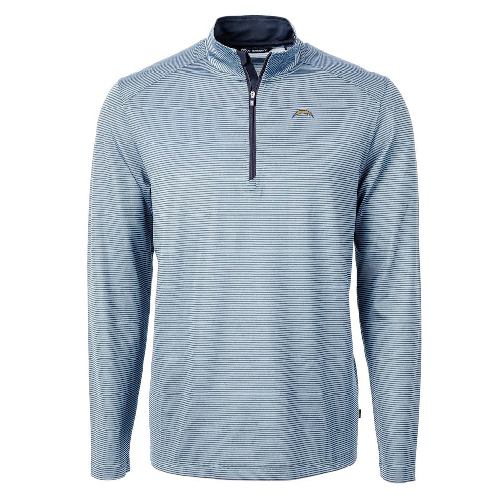 NFL Los Angeles Chargers Cutter & Buck Virtue Eco Pique Micro Stripe Recycled Quarter-Zip Pullover Top