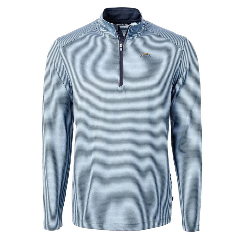 NFL Los Angeles Chargers Cutter & Buck Virtue Eco Pique Micro Stripe Recycled Quarter-Zip Pullover Top