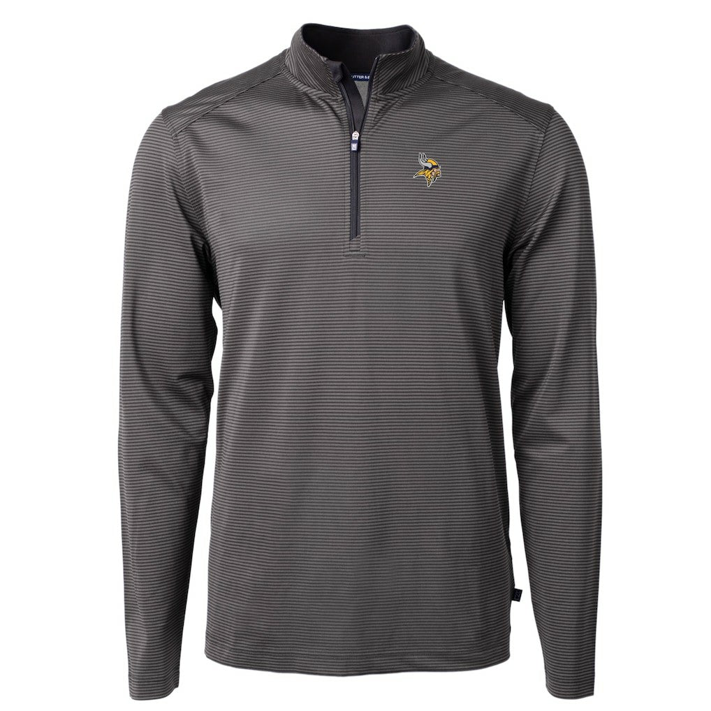 NFL Minnesota Vikings Cutter & Buck Virtue Eco Pique Micro Stripe Recycled Quarter-Zip Pullover Top