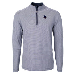 NFL Minnesota Vikings Cutter & Buck Virtue Eco Pique Micro Stripe Recycled Quarter-Zip Pullover Top