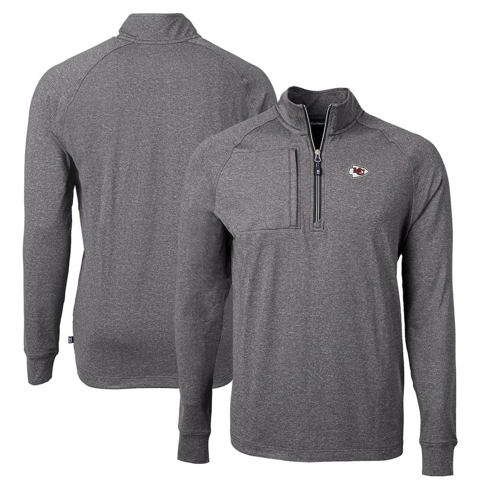 NFL Kansas City Chiefs Cutter & Buck Adapt Eco Knit Quarter-Zip Pullover Top