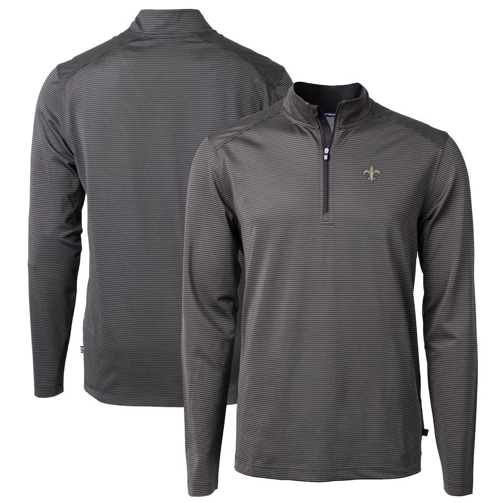 NFL New Orleans Saints Cutter & Buck Virtue Eco Pique Micro Stripe Recycled Quarter-Zip Pullover Top