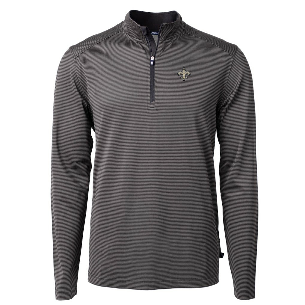 NFL New Orleans Saints Cutter & Buck Virtue Eco Pique Micro Stripe Recycled Quarter-Zip Pullover Top