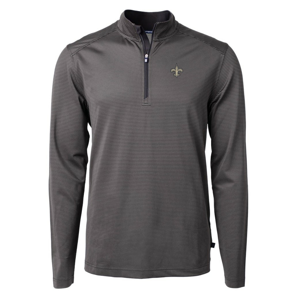 NFL New Orleans Saints Cutter & Buck Virtue Eco Pique Micro Stripe Recycled Quarter-Zip Pullover Top