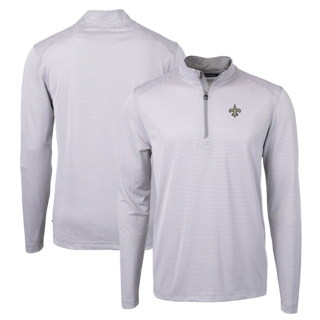 NFL New Orleans Saints Cutter & Buck Virtue Eco Pique Micro Stripe Recycled Quarter-Zip Pullover Top