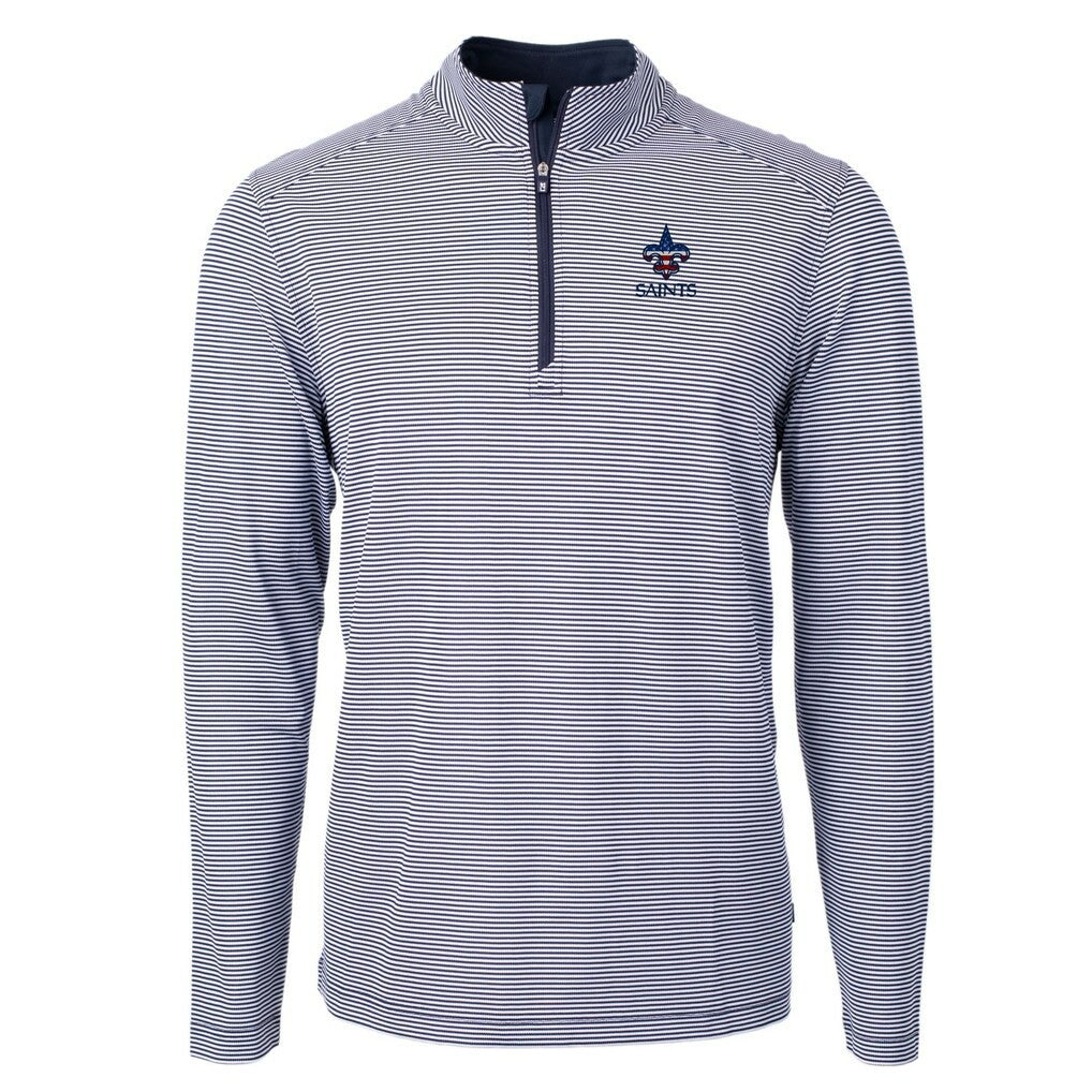 NFL New Orleans Saints Cutter & Buck Virtue Eco Pique Micro Stripe Recycled Quarter-Zip Pullover Top