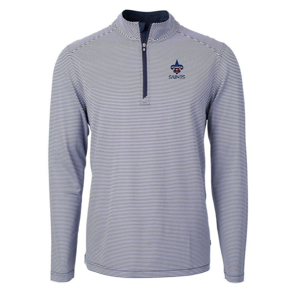 NFL New Orleans Saints Cutter & Buck Virtue Eco Pique Micro Stripe Recycled Quarter-Zip Pullover Top