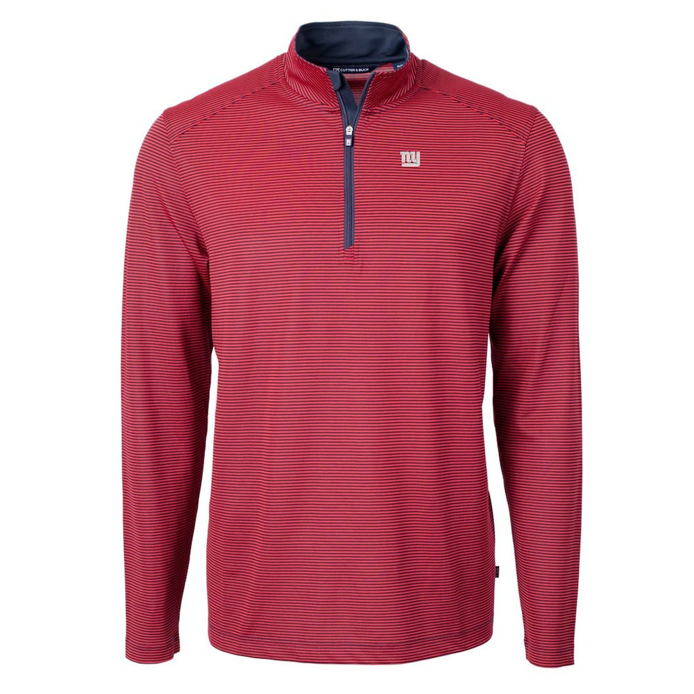 NFL New York Giants Cutter & Buck Virtue Eco Pique Micro Stripe Recycled Quarter-Zip Pullover Top