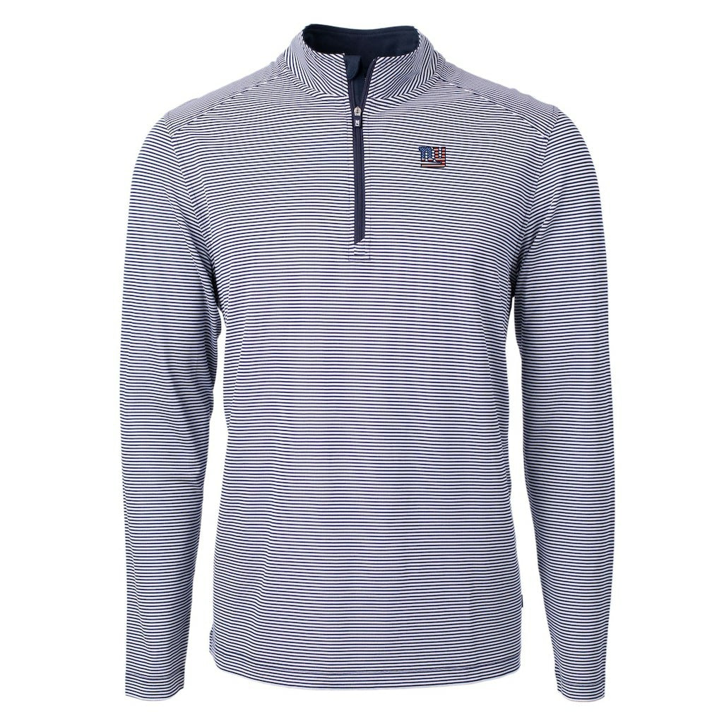 NFL New York Giants Cutter & Buck Virtue Eco Pique Micro Stripe Recycled Quarter-Zip Pullover Top