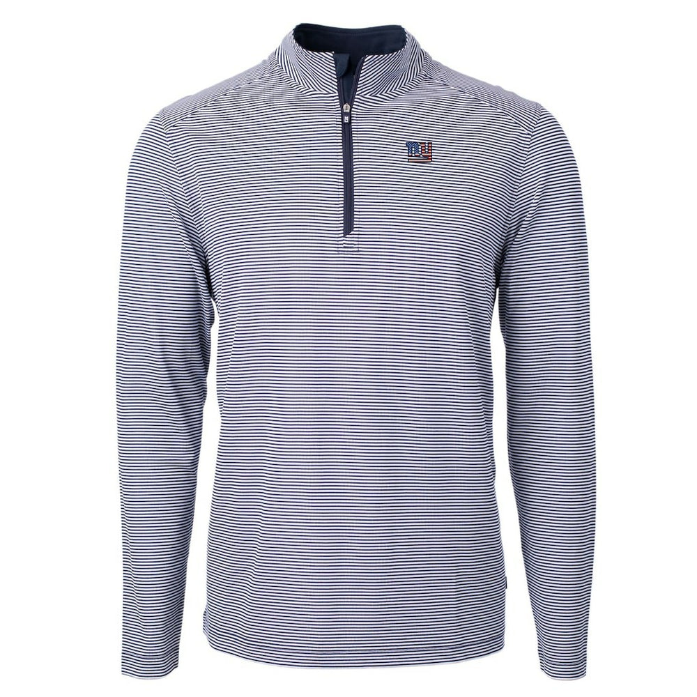 NFL New York Giants Cutter & Buck Virtue Eco Pique Micro Stripe Recycled Quarter-Zip Pullover Top