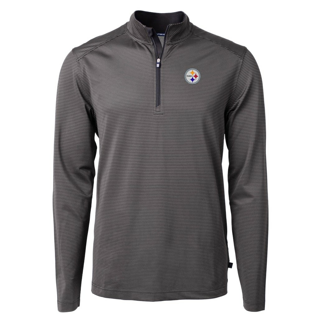 NFL Pittsburgh Steelers Cutter & Buck Virtue Eco Pique Micro Stripe Recycled Quarter-Zip Pullover Top
