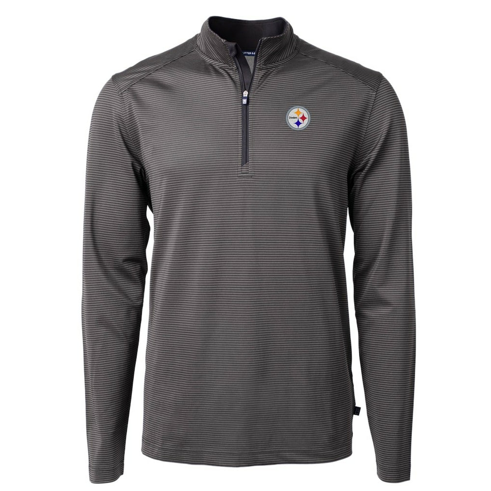 NFL Pittsburgh Steelers Cutter & Buck Virtue Eco Pique Micro Stripe Recycled Quarter-Zip Pullover Top