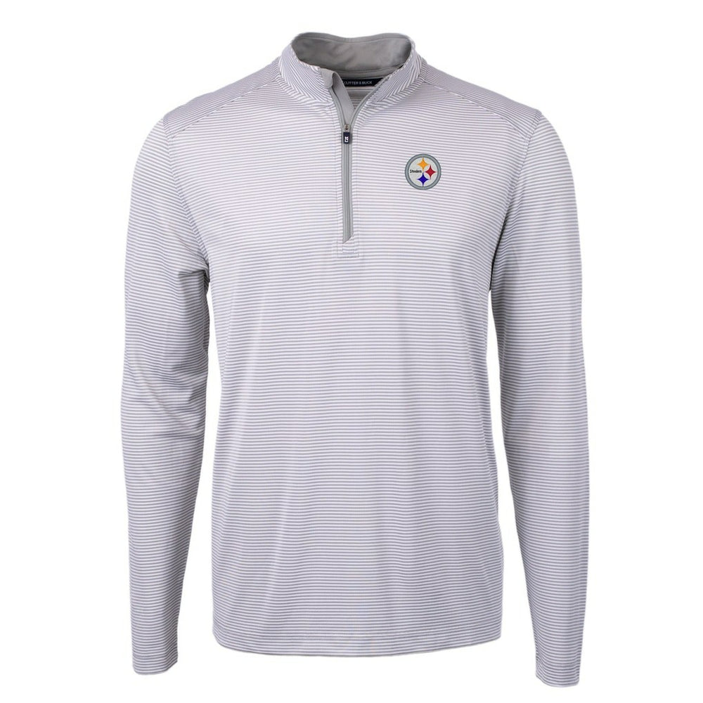 NFL Pittsburgh Steelers Cutter & Buck Virtue Eco Pique Micro Stripe Recycled Quarter-Zip Pullover Top