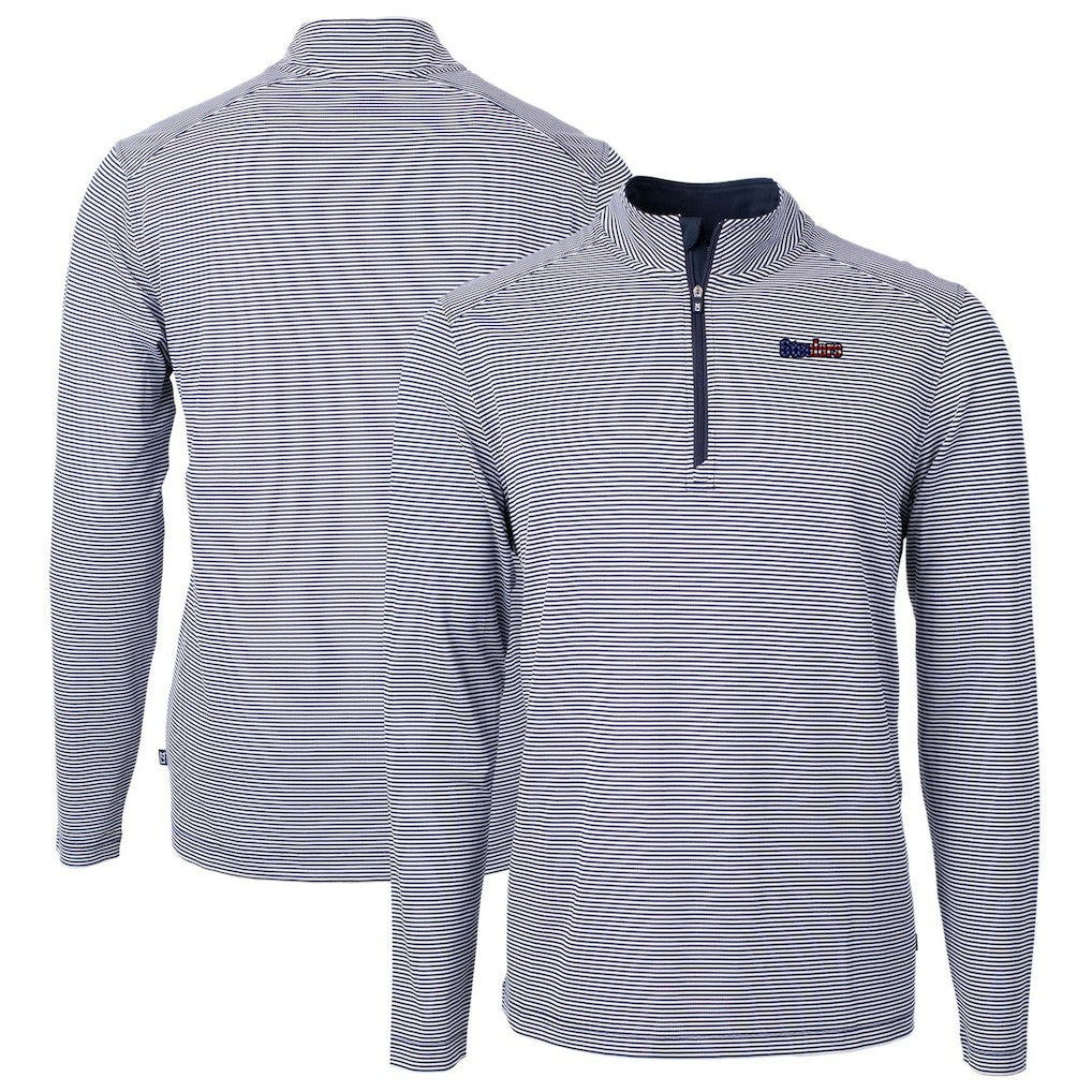 NFL Pittsburgh Steelers Cutter & Buck Virtue Eco Pique Micro Stripe Recycled Quarter-Zip Pullover Top