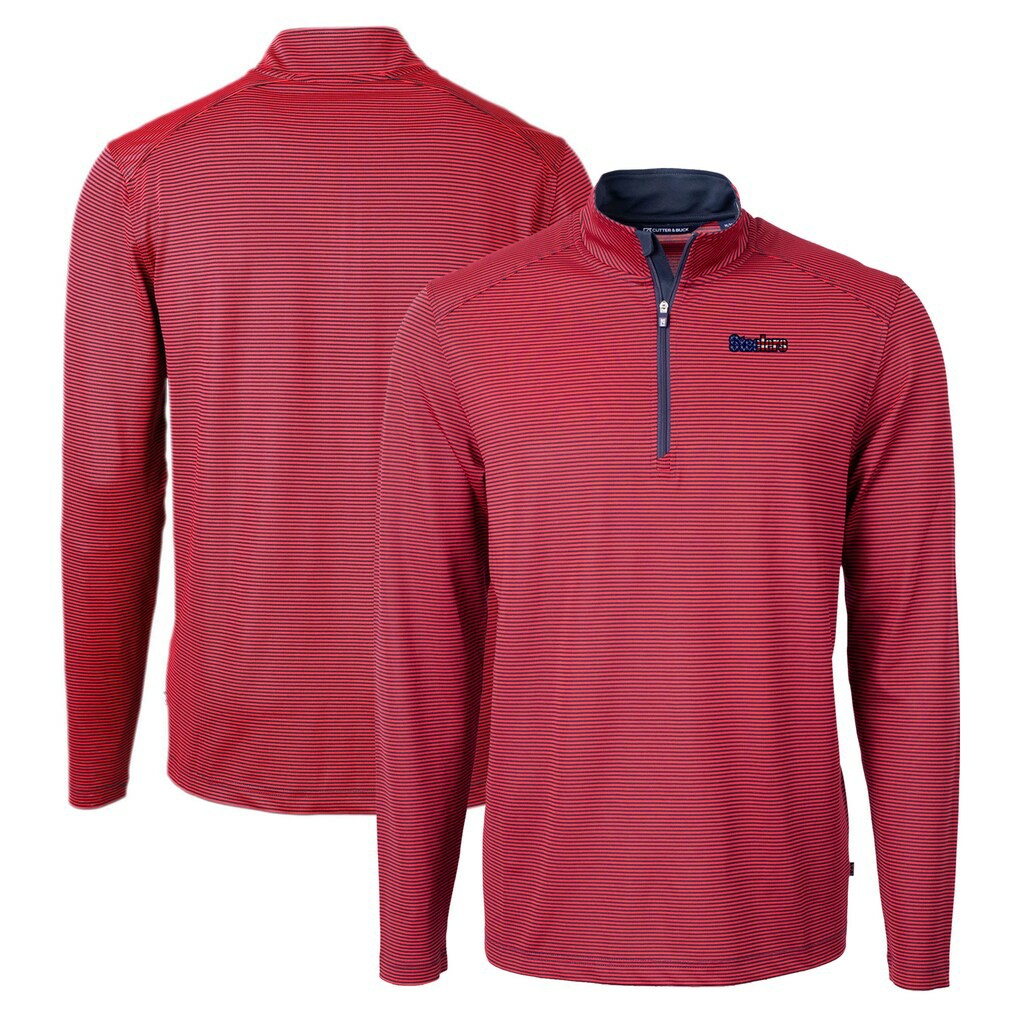 NFL Pittsburgh Steelers Cutter & Buck Virtue Eco Pique Micro Stripe Recycled Quarter-Zip Pullover Top