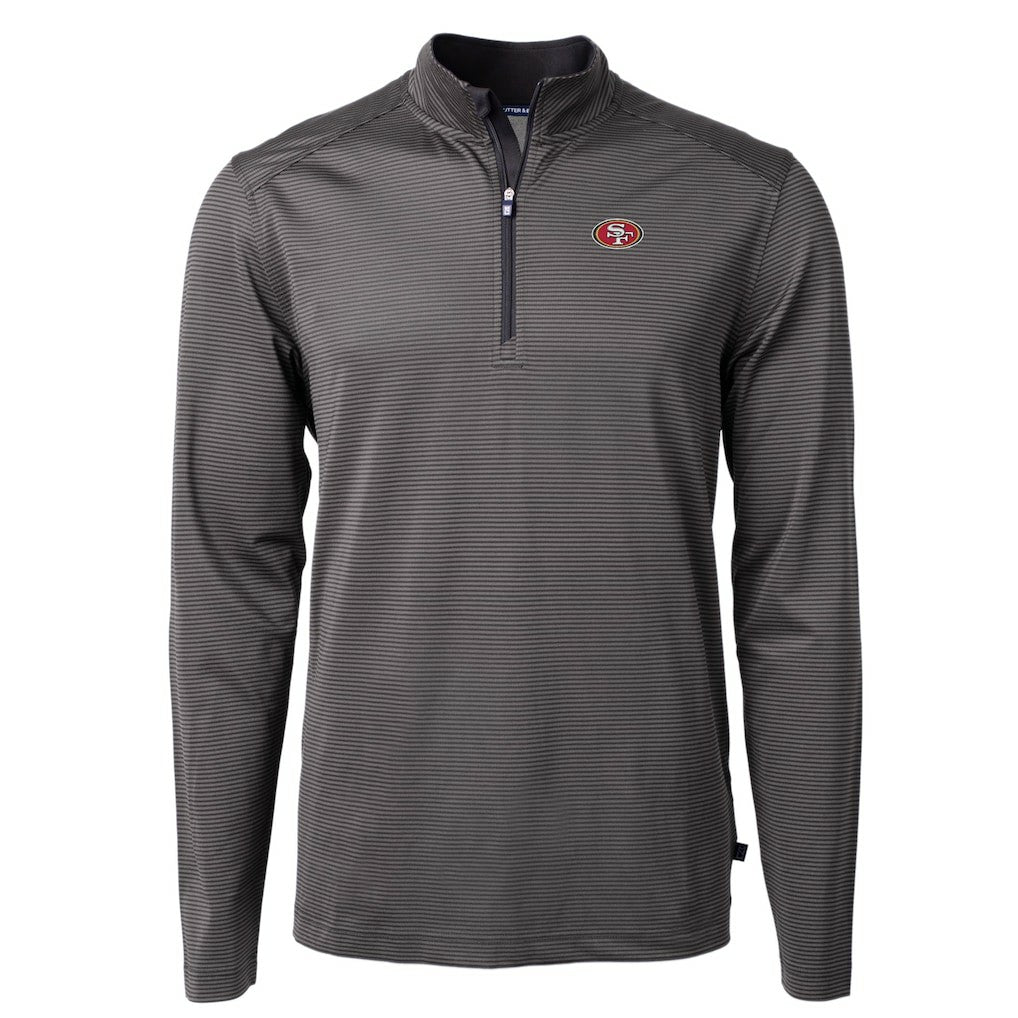 NFL San Francisco 49ers Cutter & Buck Virtue Eco Pique Micro Stripe Recycled Quarter-Zip Pullover Top