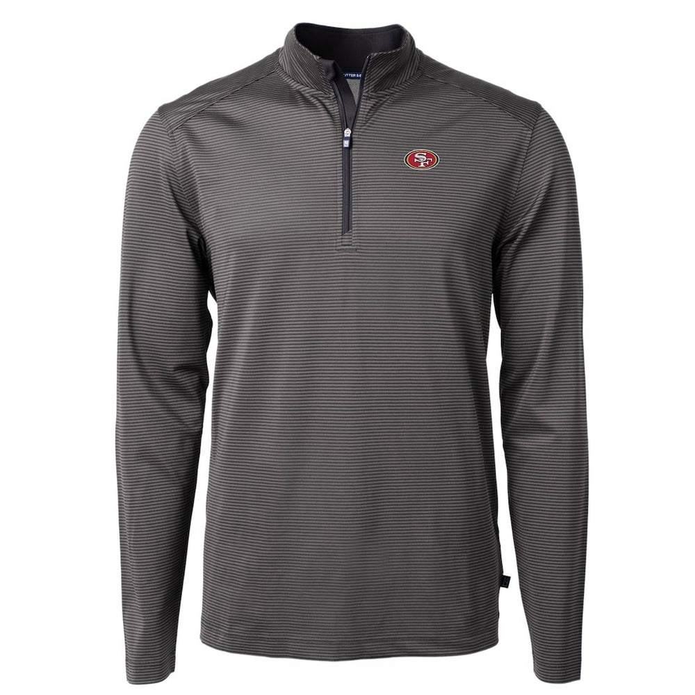 NFL San Francisco 49ers Cutter & Buck Virtue Eco Pique Micro Stripe Recycled Quarter-Zip Pullover Top