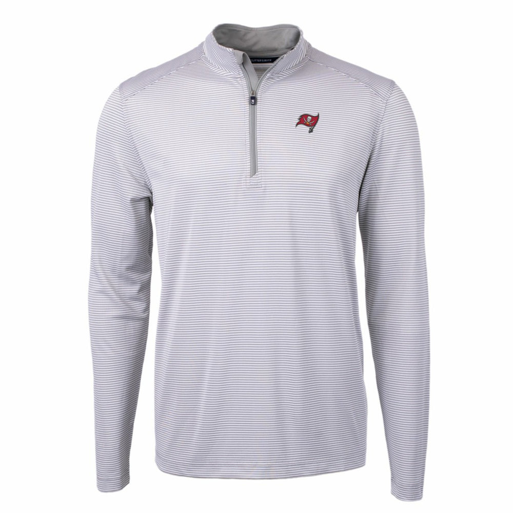 NFL Tampa Bay Buccaneers Cutter & Buck Virtue Eco Pique Micro Stripe Recycled Quarter-Zip Pullover Top