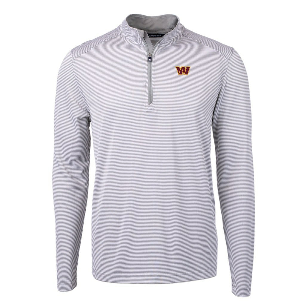 NFL Washington Commanders Cutter & Buck Virtue Eco Pique Micro Stripe Recycled Quarter-Zip Pullover Top