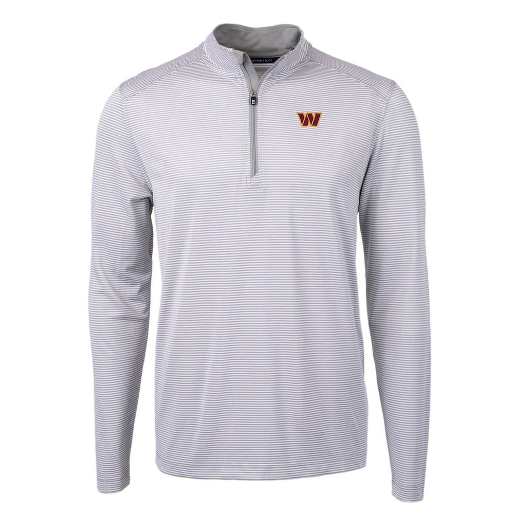 NFL Washington Commanders Cutter & Buck Virtue Eco Pique Micro Stripe Recycled Quarter-Zip Pullover Top