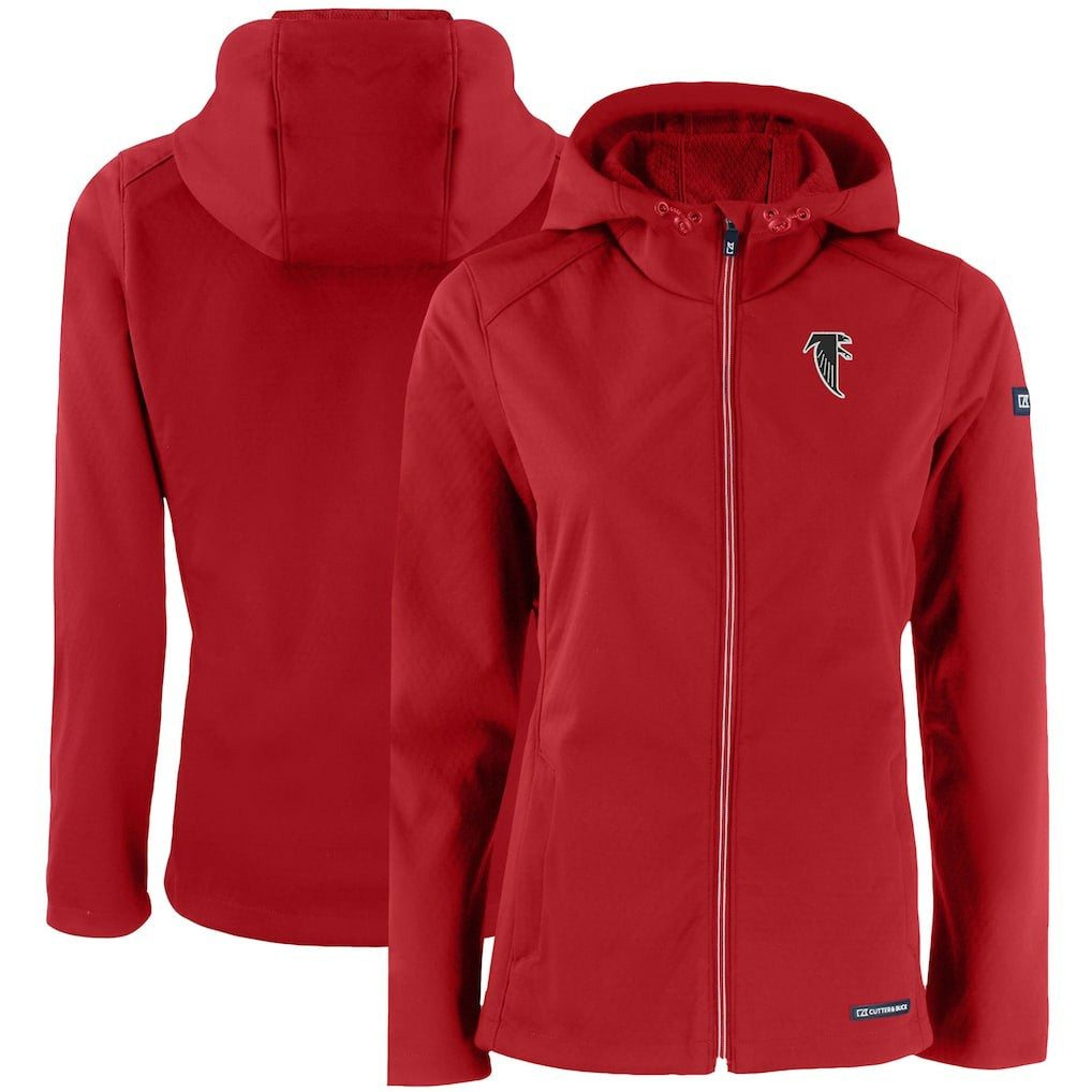 NFL Atlanta Falcons Cutter & Buck Women's Evoke Eco Softshell Recycled Full-Zip Hooded Jacket