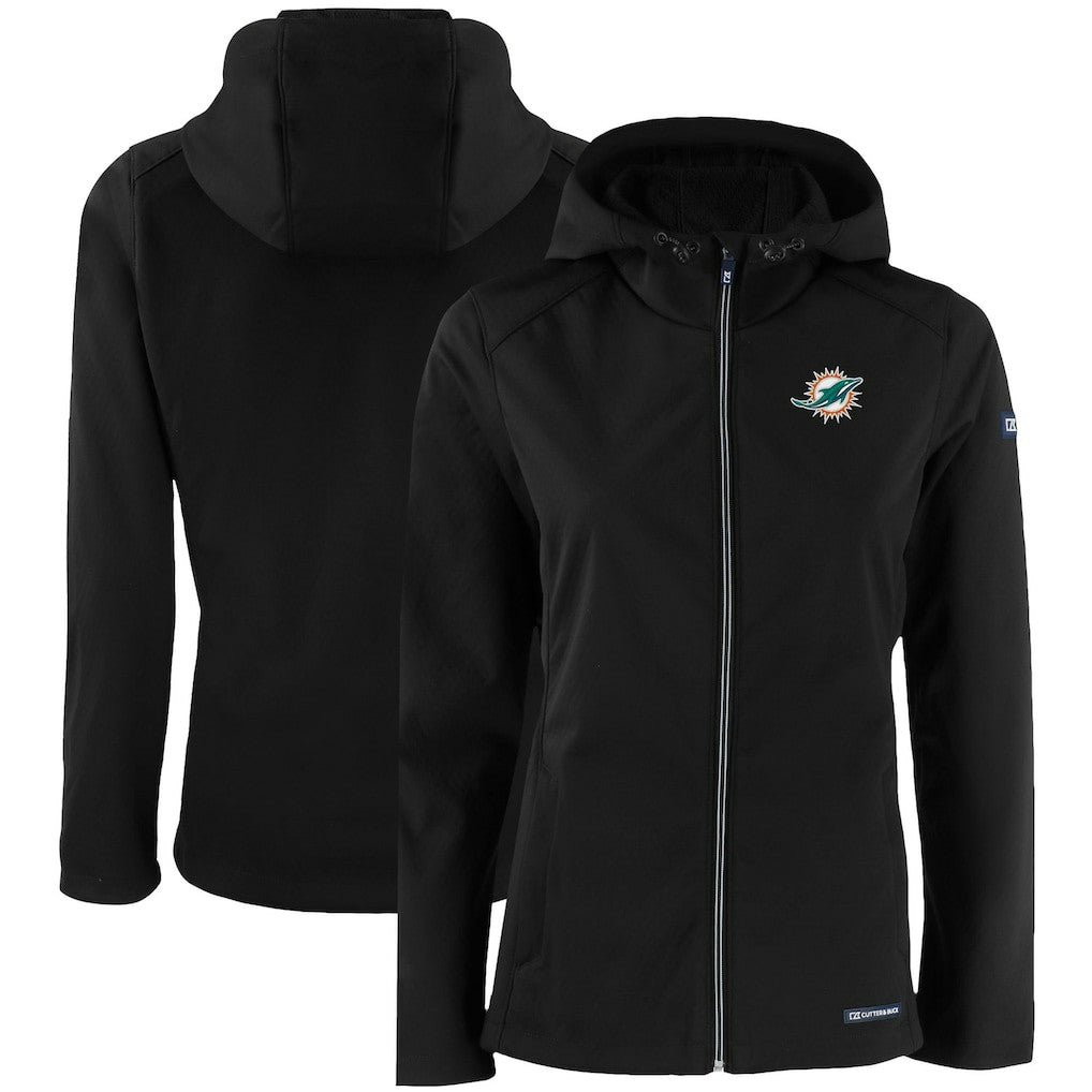NFL Miami Dolphins Cutter & Buck Women's Evoke Eco Softshell Recycled Full-Zip Hooded Jacket