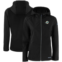 NFL Miami Dolphins Cutter & Buck Women's Evoke Eco Softshell Recycled Full-Zip Hooded Jacket