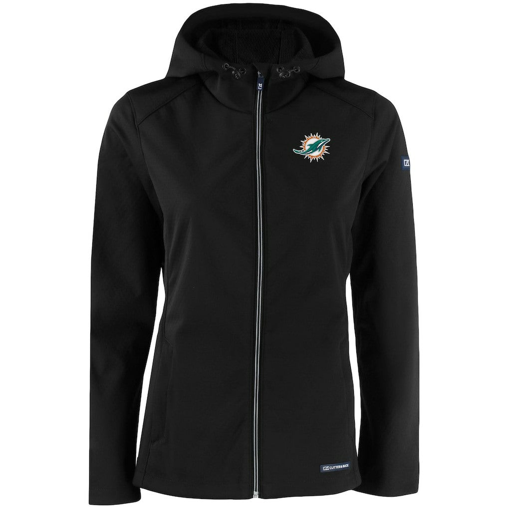 NFL Miami Dolphins Cutter & Buck Women's Evoke Eco Softshell Recycled Full-Zip Hooded Jacket