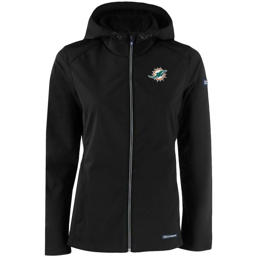 NFL Miami Dolphins Cutter & Buck Women's Evoke Eco Softshell Recycled Full-Zip Hooded Jacket