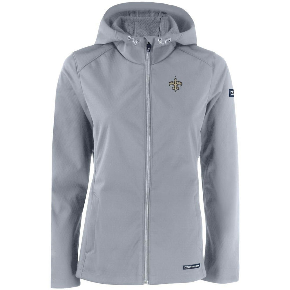NFL New Orleans Saints Cutter & Buck Women's Evoke Eco Softshell Recycled Full-Zip Hooded Jacket