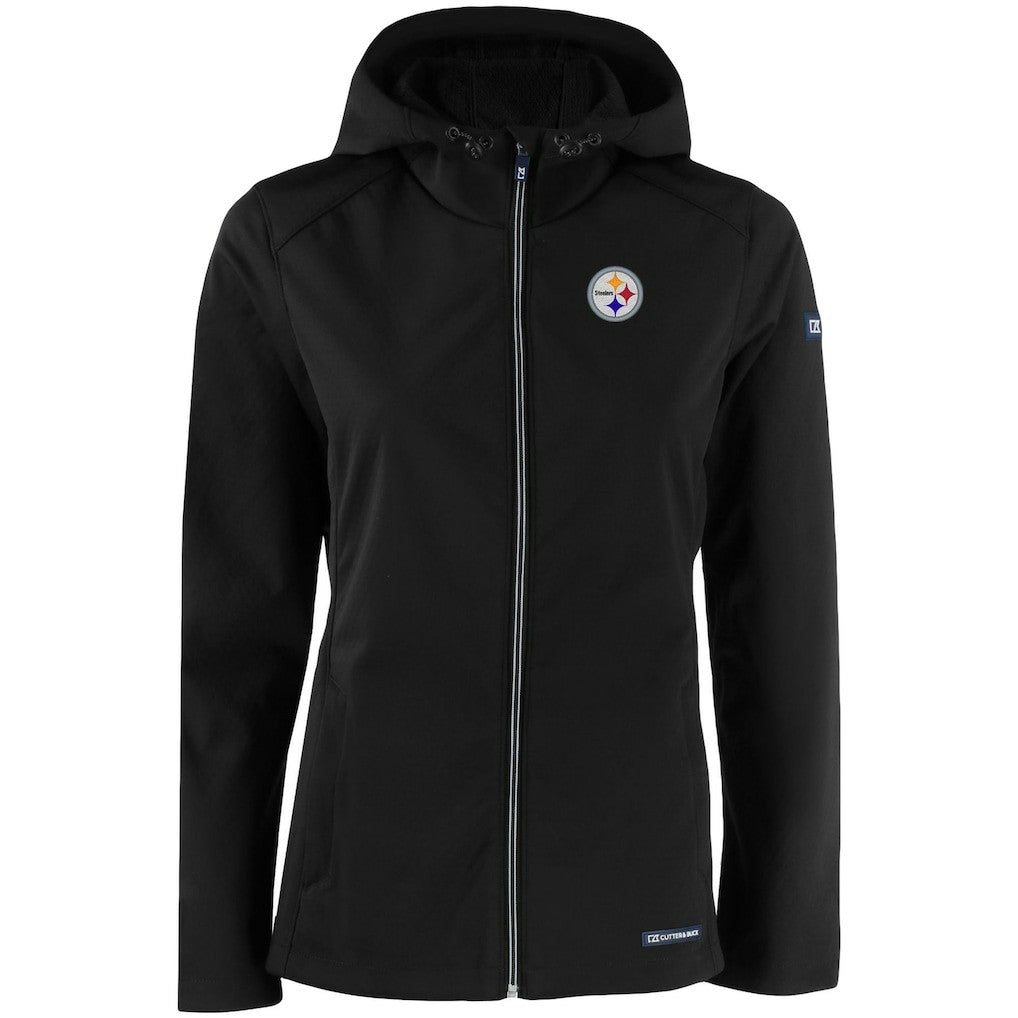 NFL Pittsburgh Steelers Cutter & Buck Women's Evoke Eco Softshell Recycled Full-Zip Hooded Jacket