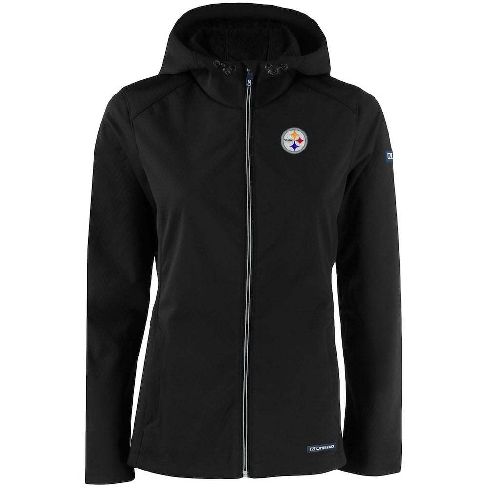 NFL Pittsburgh Steelers Cutter & Buck Women's Evoke Eco Softshell Recycled Full-Zip Hooded Jacket