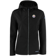 NFL Pittsburgh Steelers Cutter & Buck Women's Evoke Eco Softshell Recycled Full-Zip Hooded Jacket