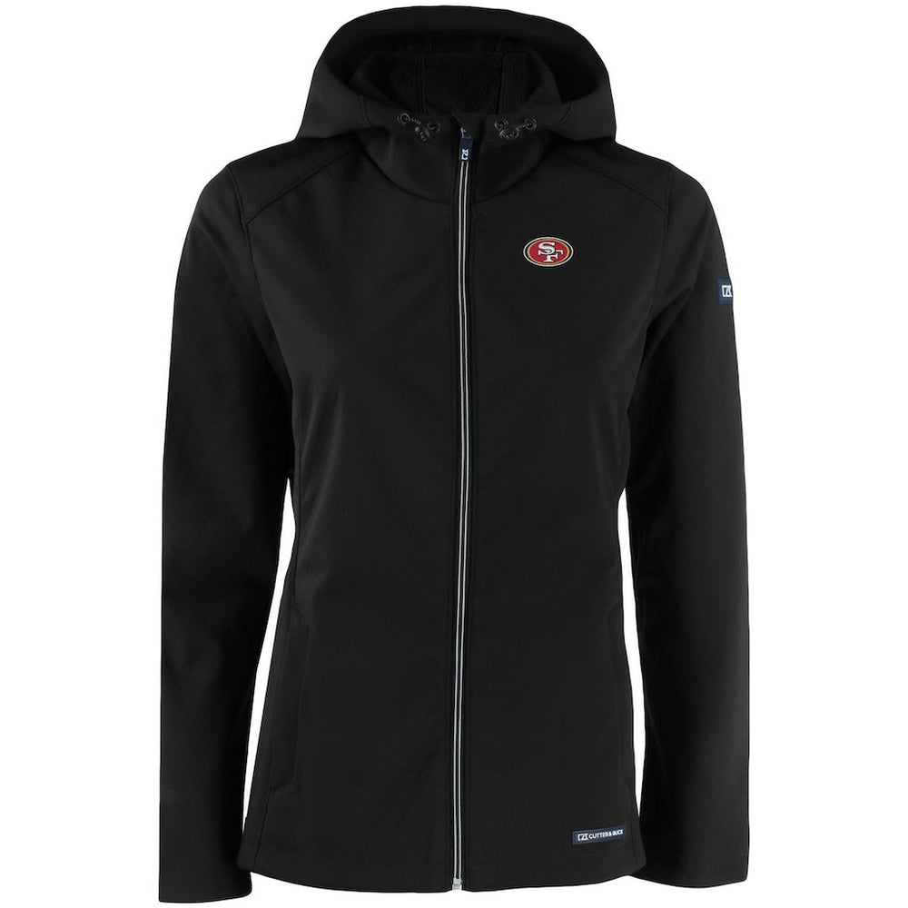 NFL San Francisco 49ers Cutter & Buck Women's Evoke Eco Softshell Recycled Full-Zip Hooded Jacket