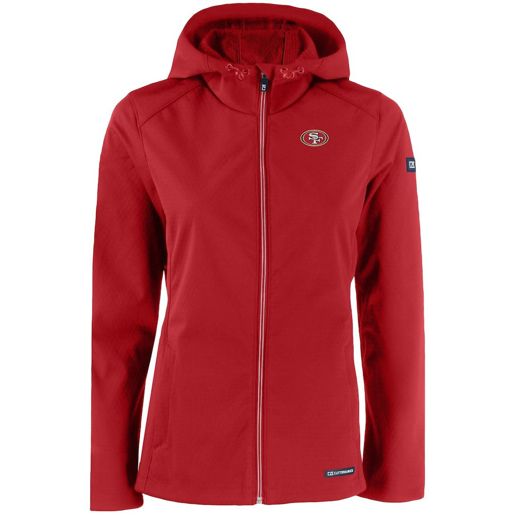 NFL San Francisco 49ers Cutter & Buck Women's Evoke Eco Softshell Recycled Full-Zip Hooded Jacket